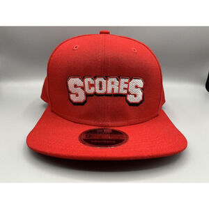 NEW ERA 9FIFTY SCORES Red Adjustable Snapback Flat Bill Baseball Hat Cap OS NWT